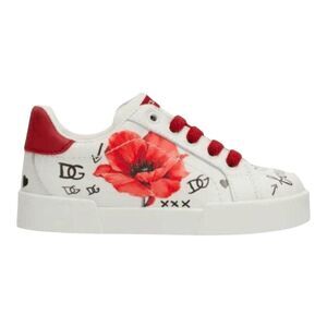 NWB DOLCE & GABBANA Girl's Poppy & Graffiti Printed Low-Top Sneaker Size 21